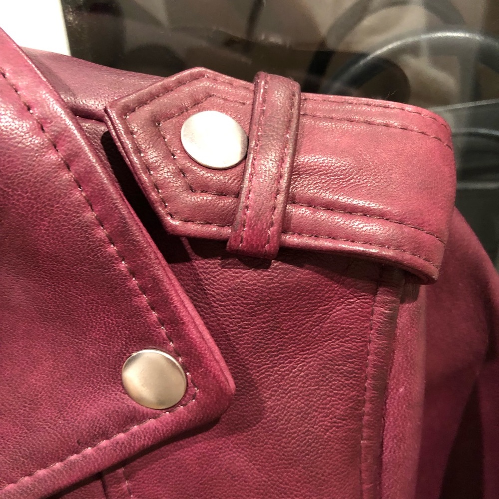 ❤️‍🔥FLASH SALE❤️‍🔥 Auth MAJE Red Real Leather Jacket New Size 36 - Picture 5 of 8